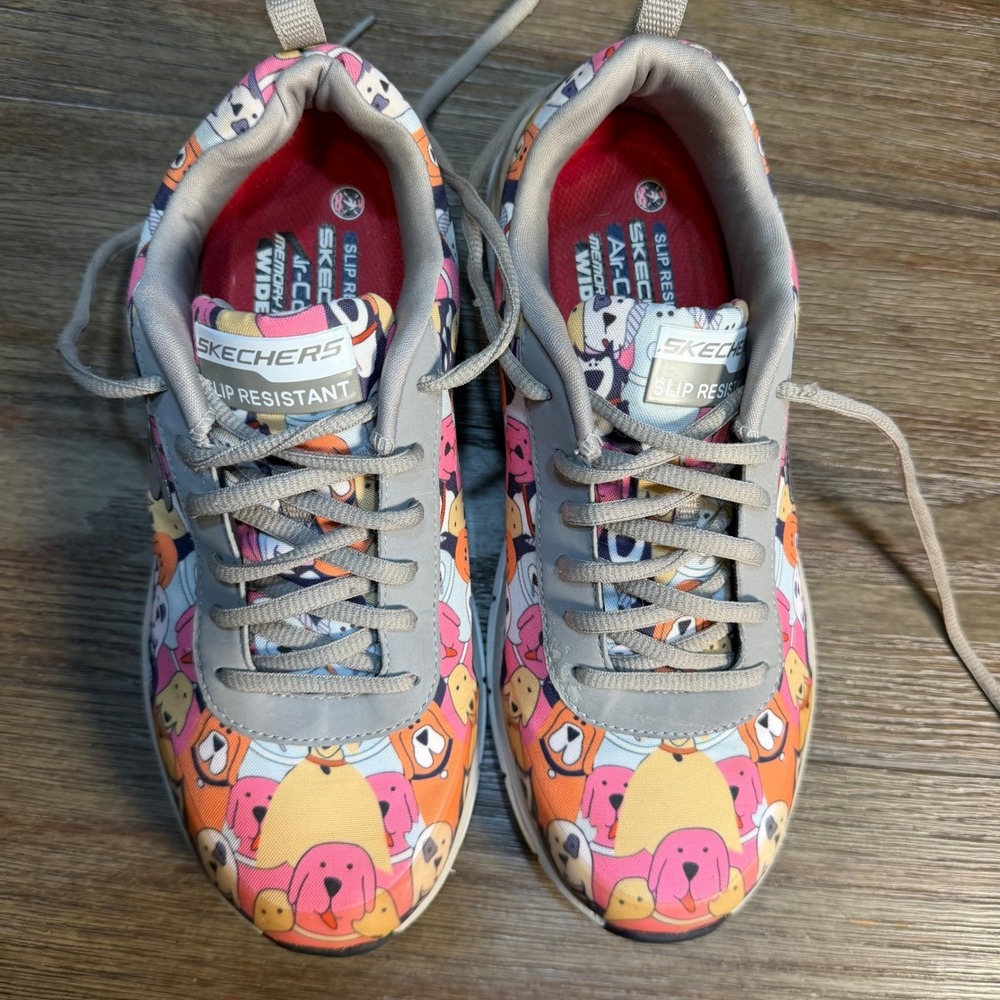 Skechers Work Women 9.5 Wide Dog Print Slip Resistant EH Sneakers 77248W GMLT - Picture 8 of 11